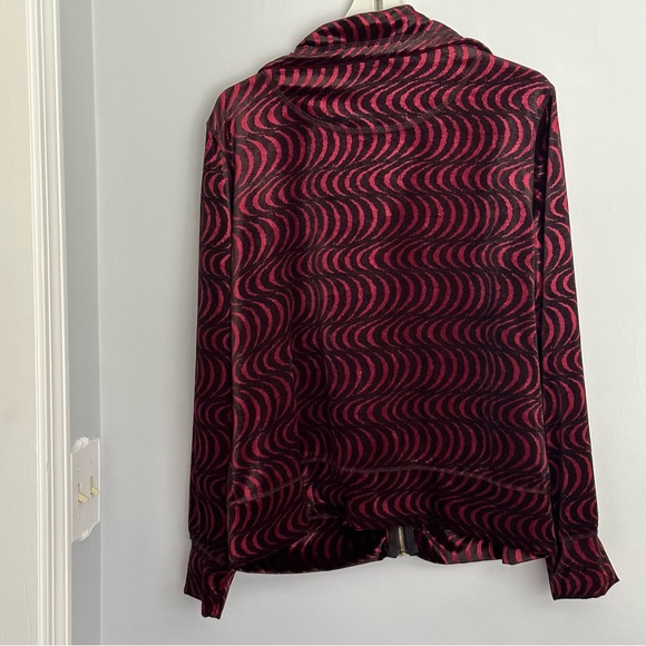 Mirror image Womens Tunic Sz XL velveteen Red w Black wavy design VGC - Picture 2 of 7
